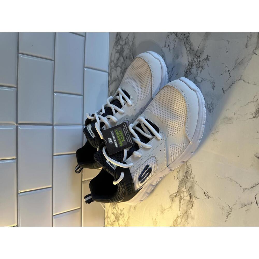 Skechers Men's White and Black Memory Foam Sneakers
